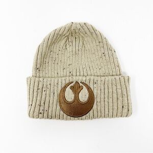 Star Wars Rebel Alliance Hat Beanie One Size Beige Cuffed Knit Embroidered Patch